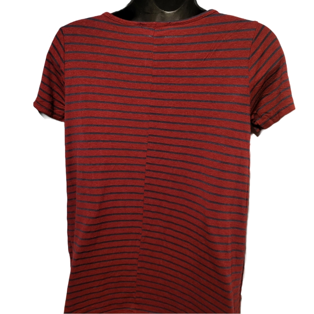 Forever 21 Striped Burgandy & Black Relaxed Tee sz S - Picture 4 of 5